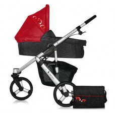 Универсальная коляска Bertoni 2 в 1 CARRERA Black - Red Poppies